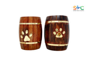 Urnas decorativas de madera Forma redonda Diseño de patas blancas Urna para cenizas para perros Urnas para mascotas para gatos Caja de cremación de palisandro - Product Image 2