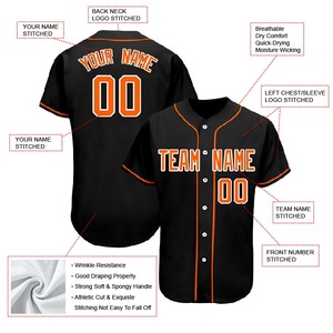 Camiseta de béisbol con estampado de sublimación, ropa atlética con dobladillo curvo, OEM, amarillo, poliéster, personalizada, con nombre de equipo, venta al por mayor - Product Image 4