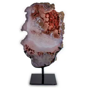 Brazilian Pink Amethyst Slabs on Metal Stand - Wholesale