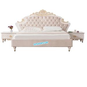 French Style Teak Wood Bedroom Furniture Classical Hand Carved Bed With <b>Nightstands</b> Solid Wood <b>White</b> Polish Bedroom furniture UK - Product Image 1