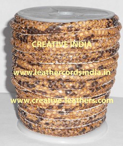 Genuine Leather Stitched Nappa Cords in Reptile Finish For DIY Hand Crafted At Factory Price - Product Image 5