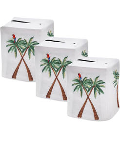 Boîte à mouchoirs brodée de noix de coco, couvercle de boîte à mouchoirs carrée, 100% lin, décoration d'hôtel à domicile - Product Image 2