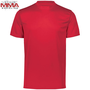 T-shirt à col rond 50% coton/50% poly pour hommes, respirant, à séchage rapide et anti-boulochage, avec logo surdimensionné, jersey léger tricoté - Product Image 6