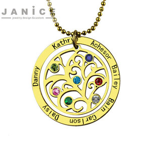 Gioielli collana con <span class=keywords><strong>nome</strong></span> dell'albero della vita con pietra di compleanno ciondolo personalizzato per albero genealogico amicizia albero della vita fascino regalo personalizzato - Product Image 5