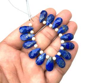 14 pièces Lapis Lazuli naturel pierre précieuse à facettes en forme de poire perles de Briolette fabrication de bijoux faits à la main vente en gros - Product Image 3