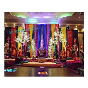 Punjabi-Mehndi para decoración de escenario, escenario de boda asiática, Sangeet Stage - Product Image 1