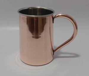 Mug personnalisé en acier inoxydable plaqué cuivre de 16 oz – Mug martelé pour Moscow Mule avec poignée dorée. - Product Image 5