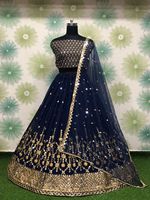 Lehenga en tissu Georgette lourd avec broderie, séquence de broderie, doublure en soie avec CANVAS et CanCan, pièce de blouse en Georgette lourd