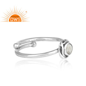 Bague en pierre précieuse blanche naturelle Howlite, anneaux empilables, vente en gros, bijoux en argent 925, coupé ronde, styliste, possibilité de vente en gros - Product Image 3