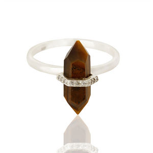 Bague en argent sterling 925 massif, pierre précieuse œil de tigre taille crayon, fournisseur de bijoux, collection classique - Product Image 2