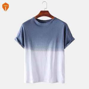 Mens Gradient Color Embroidered Casual Short Sleeve T-<b>Shirt</b> - Product Image 5