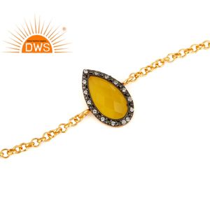 Zircon Yellow Moonstone Gemstone Bracelet Designer 18k Gold Plated 925 Silver Chain Women's Bracelet Jewelry Supplier - Product Image 2