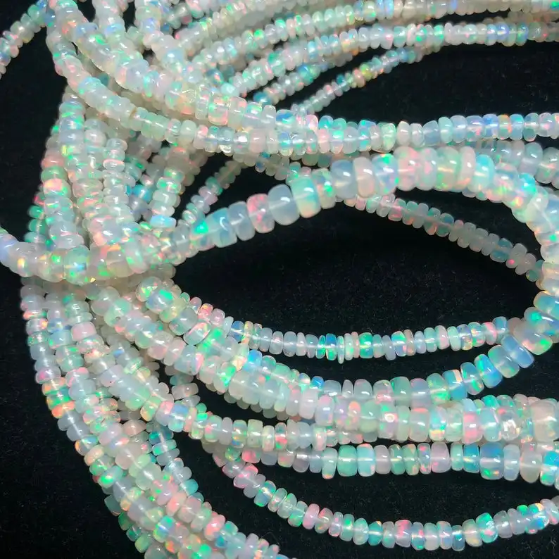3X5 MM Natural Ethiopian Welo Fire Rondelle Beads Strand Opal 8" strand KM147