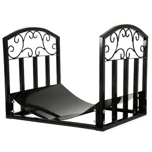 Black Powder Coated Metal <b>Firewood</b> Racks Indoor Outdoor <b>Log</b> Holder and Storage Accessories <b>for</b> Fireplace Sets & Accessories - Product Image 1