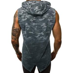 Meilleure qualité tricoté bouton à capuche musculation débardeurs hommes Gym Yoga entraînement Fitness sans manches chemise été coton décontracté - Product Image 4