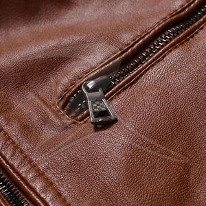 Venta al por mayor último diseño casual chaqueta de cuero puro de los hombres de talla grande con cierre de cremallera invierno lavado algodón relleno en precio - Product Image 4