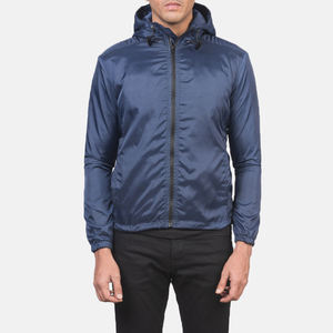 Blouson bombardier en Satin pour hommes, manches longues, bleu, avec capuche, de haute qualité, livraison gratuite - Product Image 1