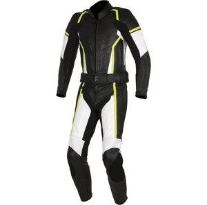 Coutures de sécurité Panneaux extensibles Combinaison de moto en cuir de vache Doublure en polyester Cuir de moto de course pour le confort et la performance - Product Image 1