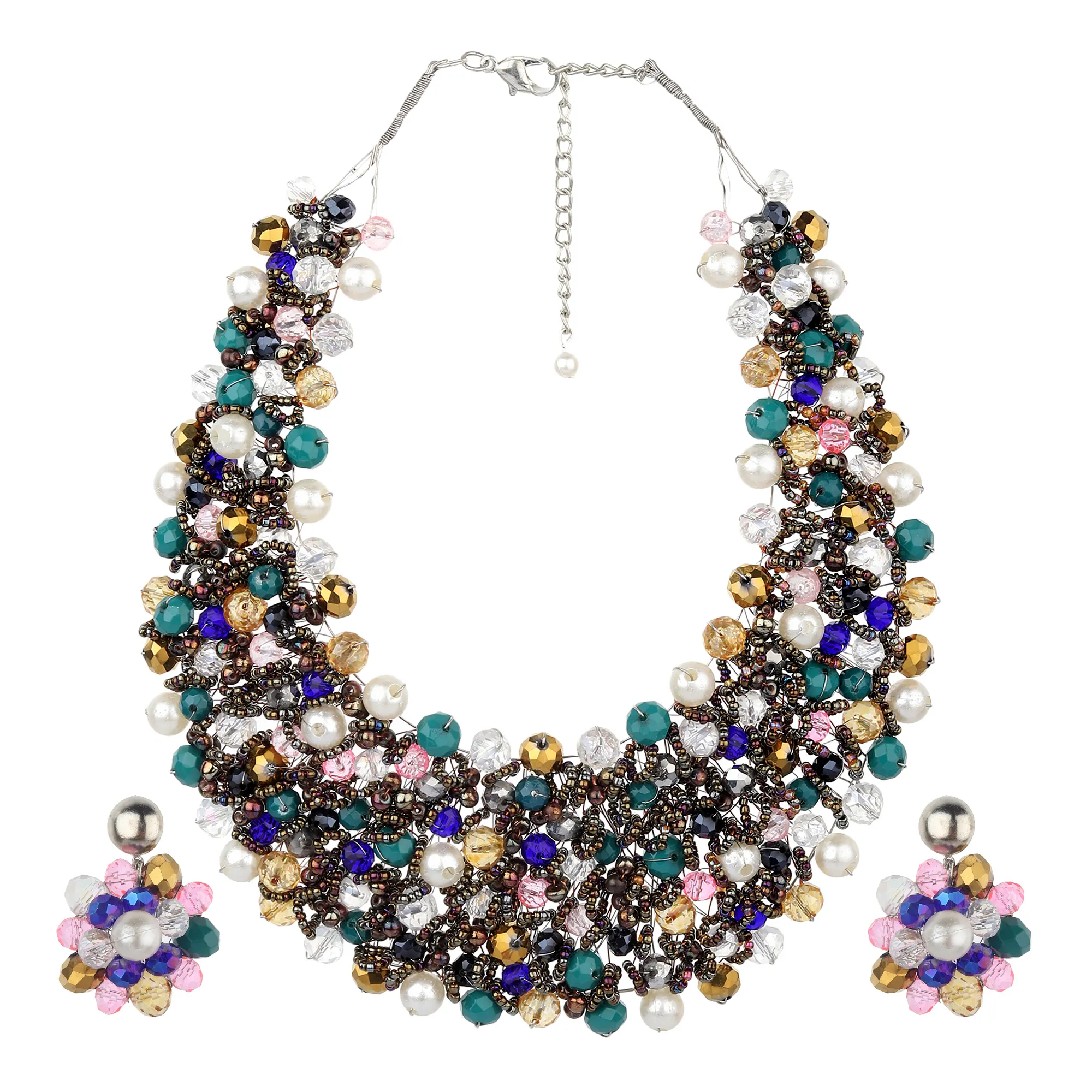 Collana da donna in costume con disegni di perle collana con colletto in cristallo per regalo di natale accessori moda donna