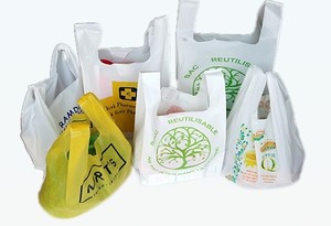 VEST CARRIER <b>RECYCLED</b> <b>PLASTIC</b> BAGS Side Gusset Heat Seal Gravure Printed - Product Image 3