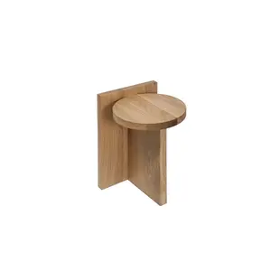 Horizontal Plain Wooden Designer Stool For Home Luxury Furniture Decoration Mini Chair Made In India