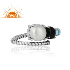 Bague en argent sterling de haute qualité bague multi-pierres glorieuse bagues antiques bijoux en gros Collection délicate - Product Image 3