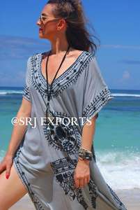 Vestido Maxi Sexy con Abertura Lateral para Mujer, Estilo Informal, para Fiesta, Playa, Estilo Hippie, Bordado, Traje de Baño, Kaftan, Colección India 2026 - Product Image 2