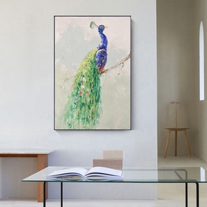 Handmade Modern Abstract Oil <strong>Painting</strong> of Animal <strong>Peacock</strong> on Canvas Home Decor Art - Product Image 1