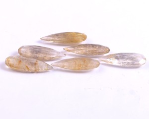 Quartz rutilé doré naturel 15x7mm, 1 pièce, pierre précieuse à facettes en vrac couleur orange, pour la fabrication de bijoux - Product Image 3