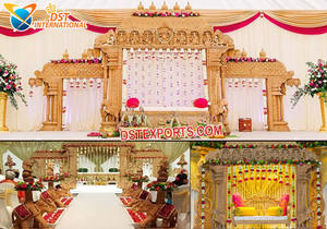 Élégant en bois Vintage mariage Mandap indien mariage événement Aashiqui Mandap concepteur Lotus pilier en bois mariage Mandap - Product Image 5
