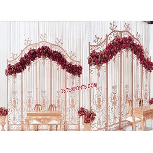 กรอบโค้งโลหะสำหรับฉากหลังงานแต่งงานใหม่ล่าสุดฉากหลังโลหะซุ้มประตูงานแต่งงานฉากหลังโค้งทองกรอบโลหะ - Product Image 1