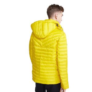 Unisex Full Sleeves <b>Puffer</b> <b>Jackets</b> Shearling Sheep <b>Yellow</b> Winter Leather <b>Jackets</b> Zipper Closure Hood Washed Technique Plus Size - Product Image 2