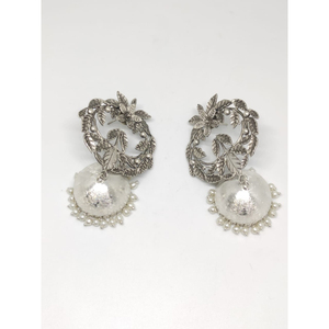 latest fashion Trending handmade silver look alike brass <b>hoop</b> stud silver matte jhumka earing <b>for</b> girls and women - Product Image 1