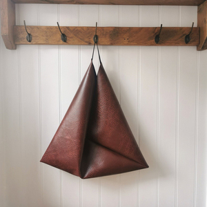 Bolso de Origami Japonés de Moda / Bolso de Piel Sintética Marrón / Bolso de Origami de Piel Vegana / Bolso Tote de Origami / Bolso Tote Grande de Piel - Product Image 1