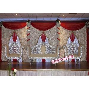 Conjunto de muebles tallados de plata para boda, mobiliario de boda indio moderno, lo último - Product Image 1