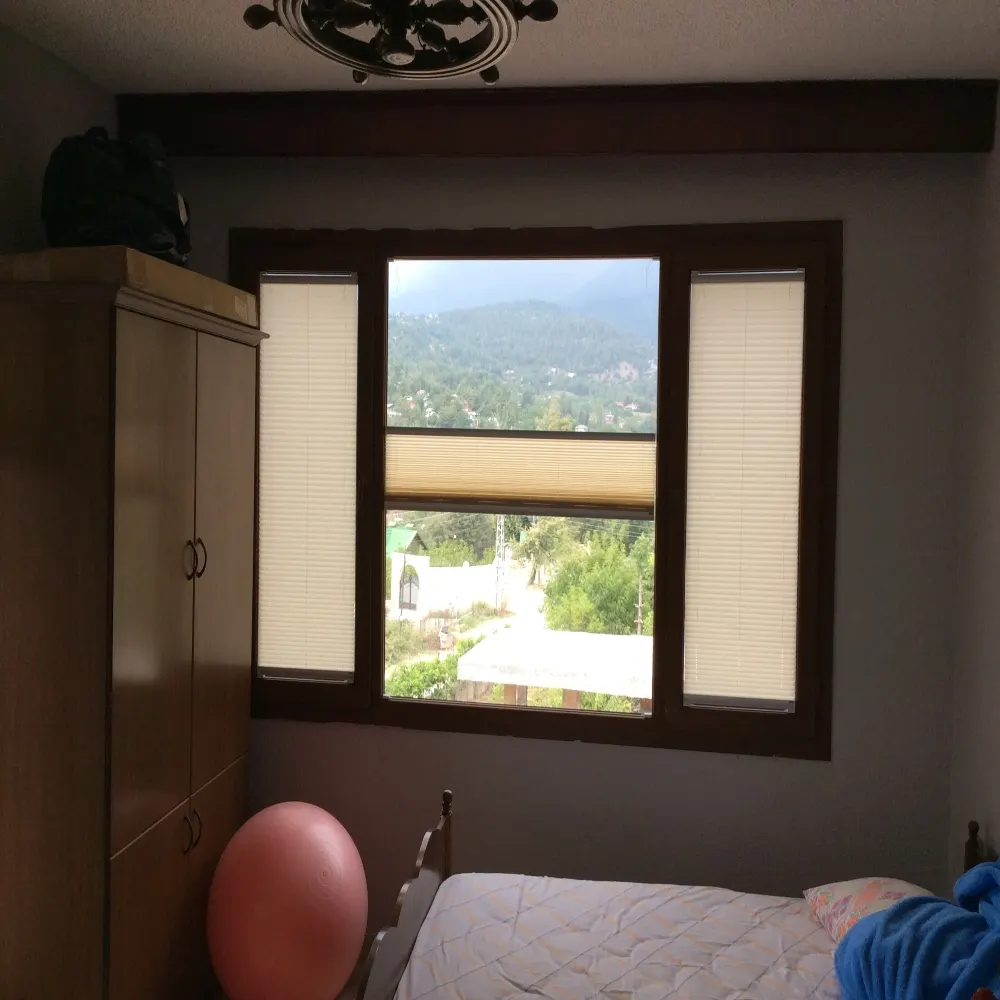 Persiana plisada inalámbrica para ventanas del hogar, persiana tensora de control manual sin cadena para ventanas, moderna