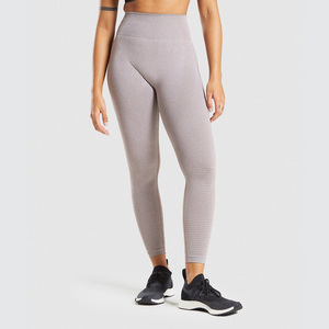 Mallas de yoga lisas de alta calidad para mujer, Leggings de poliéster y LICRA con logotipo personalizado para entrenamiento de gimnasio, novedad de 2022 - Product Image 4