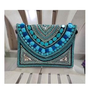 Indian Modern Bohemian Summer Embroidery Designer Handmade <b>Beaded</b> Messenger Bags Light Weight <b>Large</b> Capacity Women Evening Bags - Product Image 4