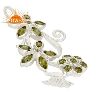 Pendentif en pierre précieuse péridot véritable, fournisseur de bijoux en argent fin, design floral, pendentif pour femme en argent sterling 925 - Product Image 2