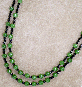 Bán Buôn Trang Sức Hạt Màu Đen Và Màu Xanh Lá Cây Giới Tính Của Phụ Nữ Ngọc Xanh Tự Nhiên Vòng Cổ - Product Image 4