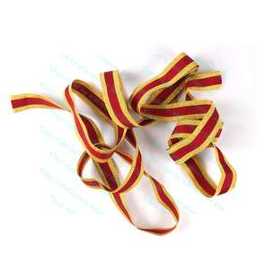 Cordón Ceremonial de Oro con Tira Roja y Encaje de Mylar |   Trenza de Vestir Cómoda y Personalizable en Color y Tamaño - Product Image 5