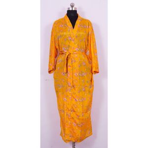 Kimono long en soie, robe de nuit florale pour femme, haute qualité, vintage, robe de demoiselle d'honneur, taille unique, été automne, respirant, élégant - Product Image 2