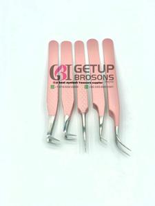 Wholesale New Different Style Peach Powder Coating Silver Tip <b>Eyelash</b> Extension Tweezers Stainless Steel Custom Logo <b>Beauty</b> <b>Tool</b> - Product Image 6