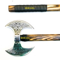 Hache russe à double lame MDM AXES KNIVES, hache viking en acier à haute teneur en carbone HC 5160, manche en bois de rose, 600g, hache de chasse, tomahawk, lame de 3,5 pouces
