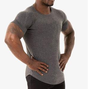 เสื้อยืดออกกำลังกายผ้าฝ้าย100% สำหรับผู้ชายเสื้อออกกำลังกายแห้งเร็วพิมพ์ลายยาวโลโก้ตามสั่ง - Product Image 5