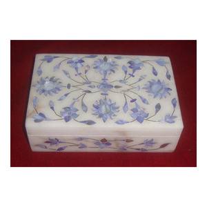 Boîte à bijoux magnifique impression florale sur perles, bleue, motif floral, marbre blanc, - Product Image 1