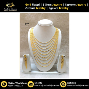 African <b>Jewellery</b> Bridal Design Necklace <b>Set</b> Gold Plated <b>Women</b> - Product Image 3