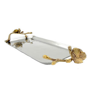 Plateau de service rond de luxe moderne Design tendance à la mode avec bois et métal doré nouvelle assiette de service personnalisée - Product Image 2