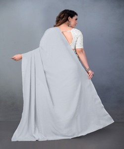 Saris de créateurs d'Inde du Nord, broderie népalaise du sud, rayonne, soie, coton Banarasi, sari pour femmes, fête de mariage, dernier design, Surat - Product Image 6