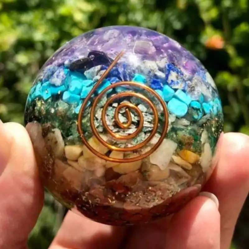 Siete Cristal de chakra orgonita reiki bolas y esfera